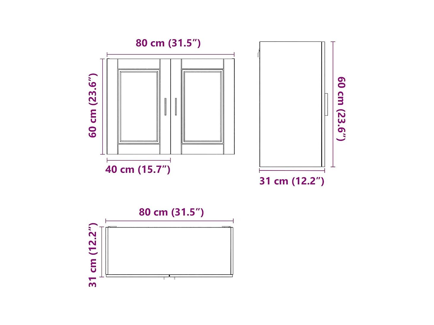 Keukenwandkast Porto bewerkt hout hoogglans wit