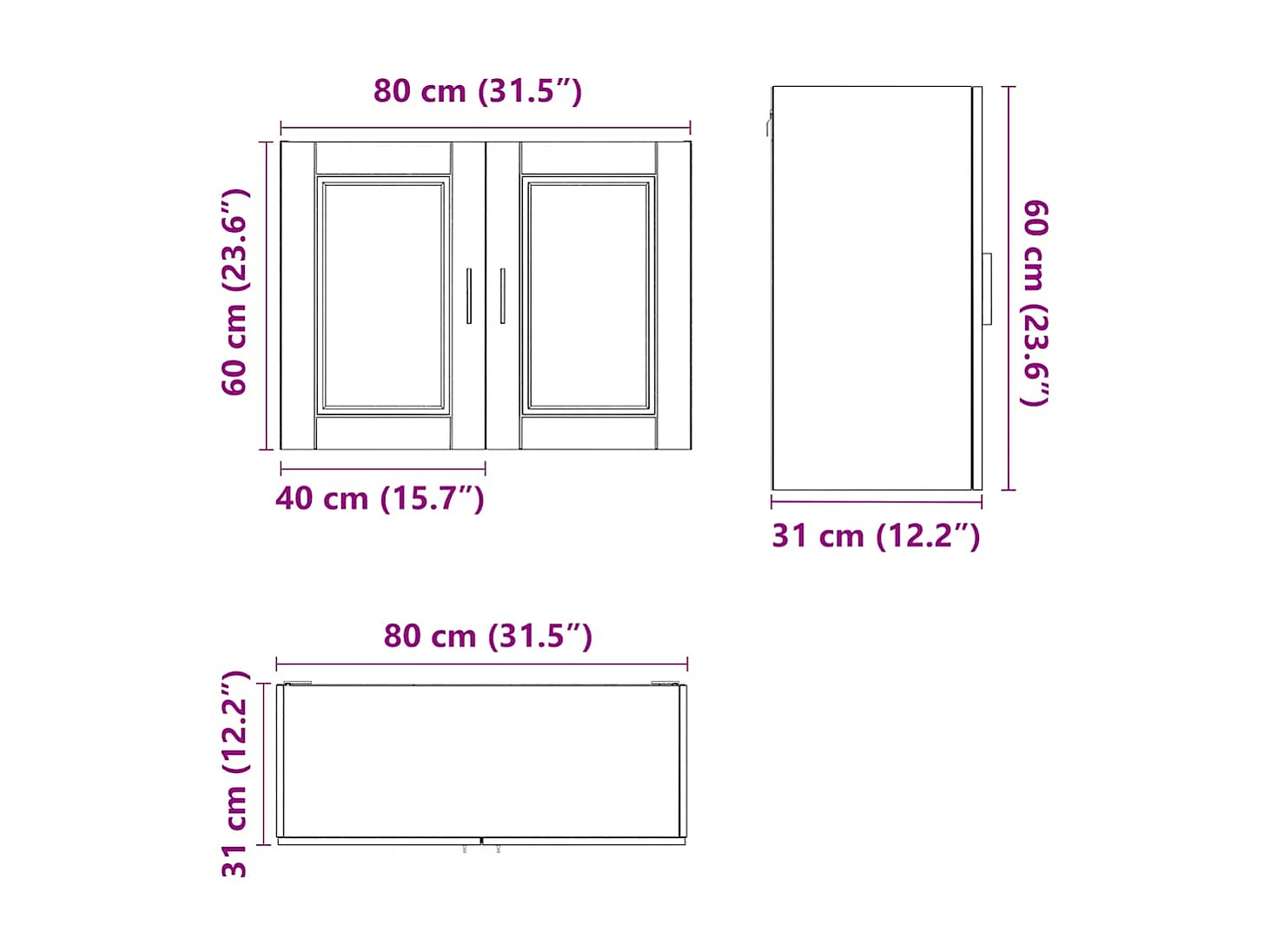 Armoire murale de cuisine Porto blanc brillant bois ingénierie