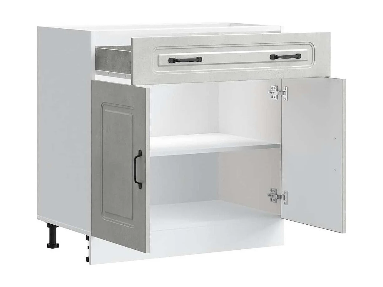 Armoire de cuisine Kalmar gris béton bois d'ingénierie