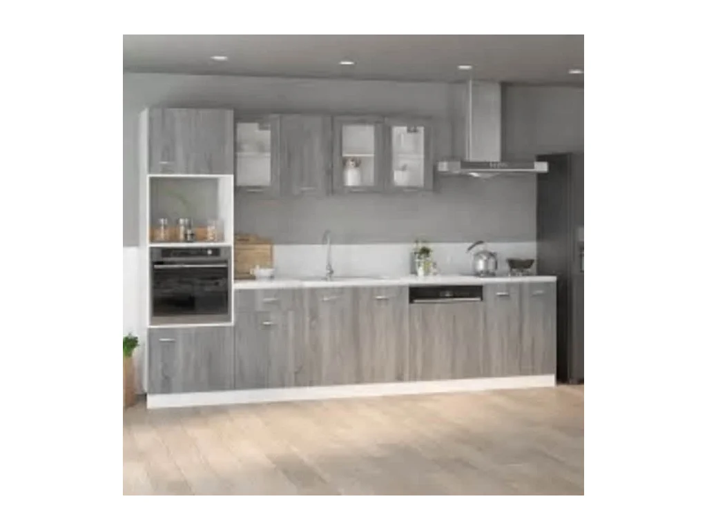 Meuble micro-ondes "Lyon" Gris Sonoma 60 x 57 x 207 cm Bois d'ingénierie