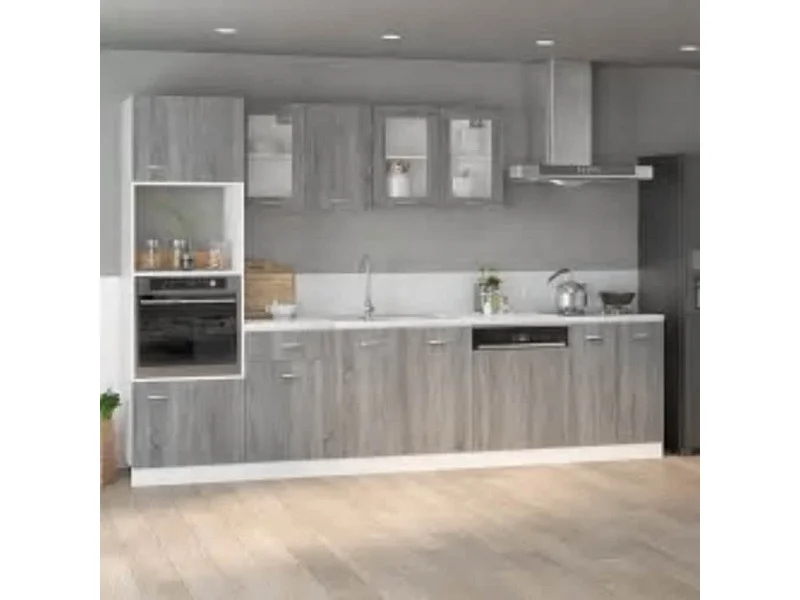 Mikrowellenumbauschrank Lyon Grau Sonoma 60x57x207 cm Holzwerkstoff