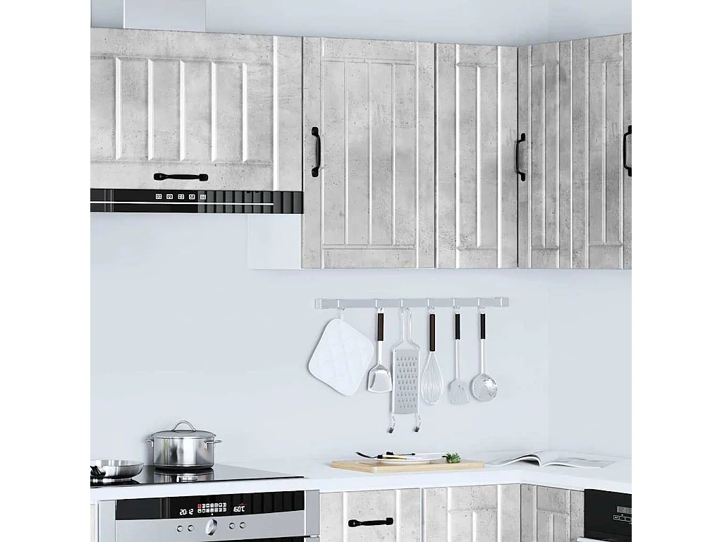 Armoire murale de cuisine Lucca gris béton bois ingénierie