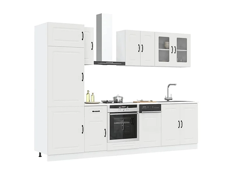 Ensemble d'armoires cuisine 8pcs Kalmar blanc bois d'ingénierie