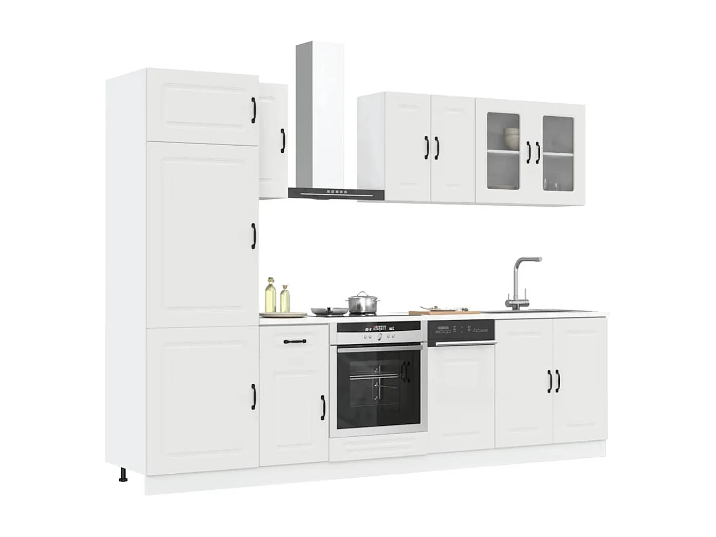 Ensemble d'armoires cuisine 8pcs Kalmar blanc bois d'ingénierie