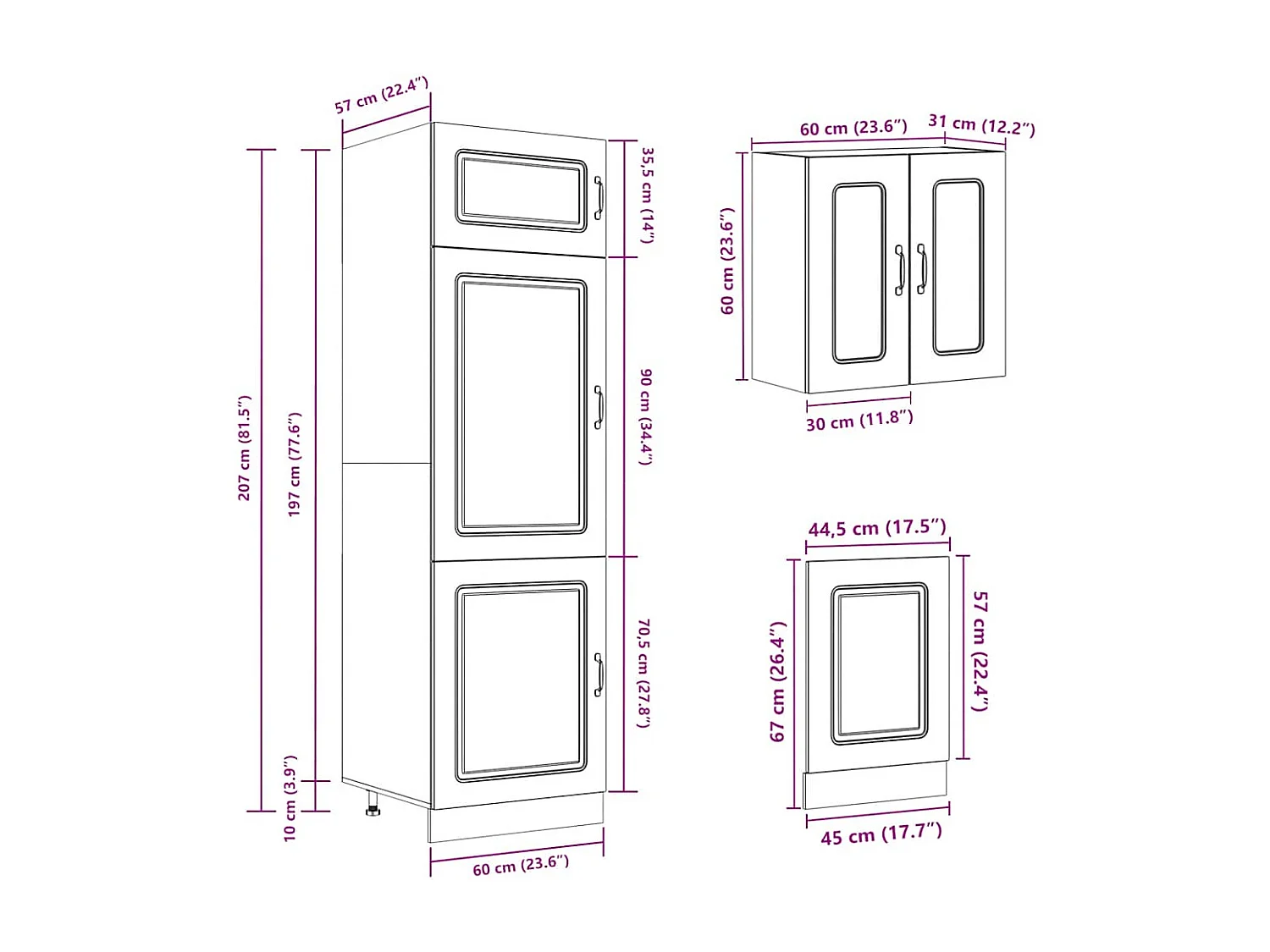 Ensemble d'armoires cuisine 8pcs Kalmar blanc bois d'ingénierie