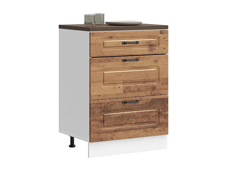 Keuken onderkast Kalmar bewerkt hout oud houtkleurig