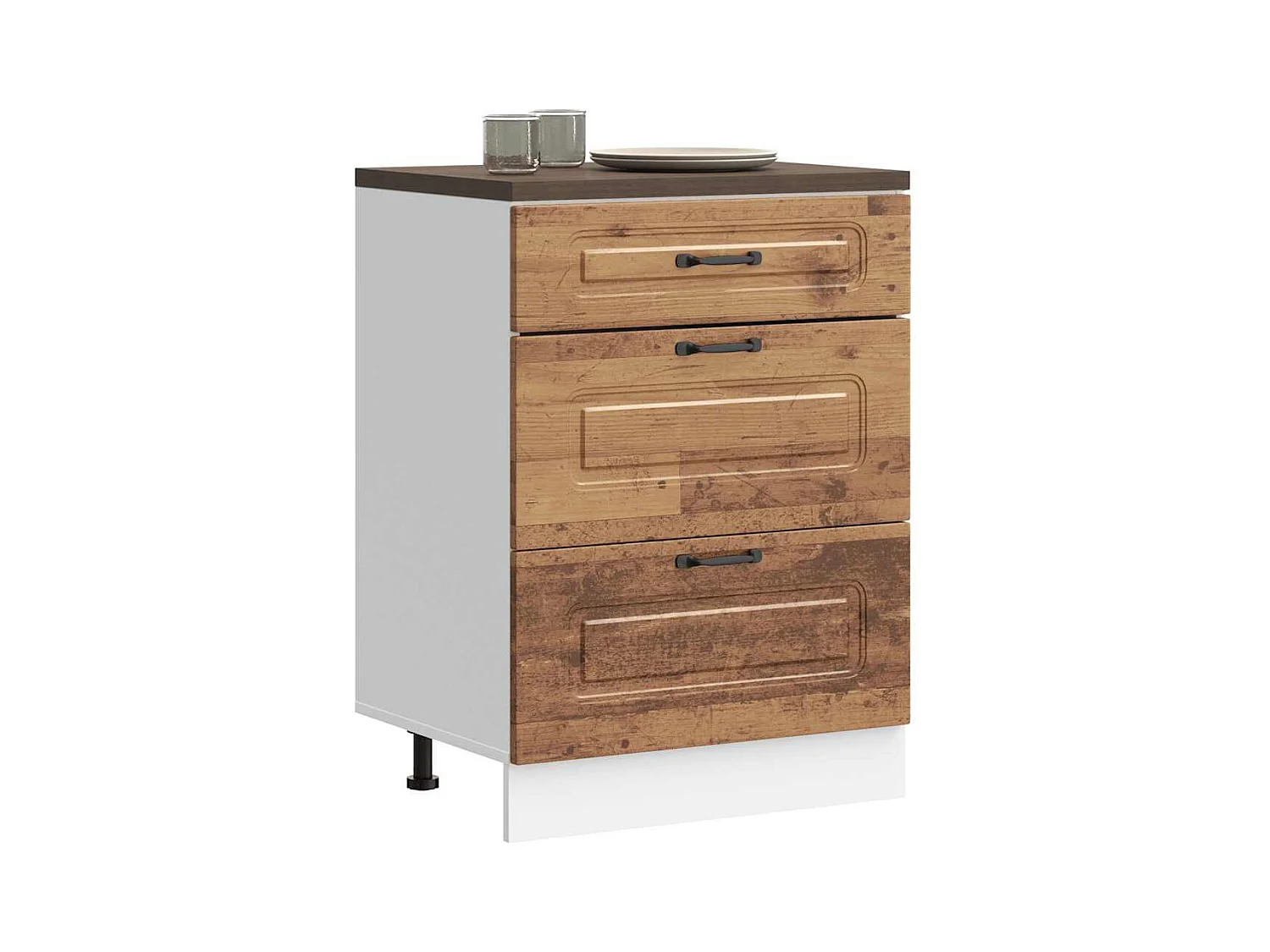 Armoire de cuisine Kalmar vieux bois bois d'ingénierie