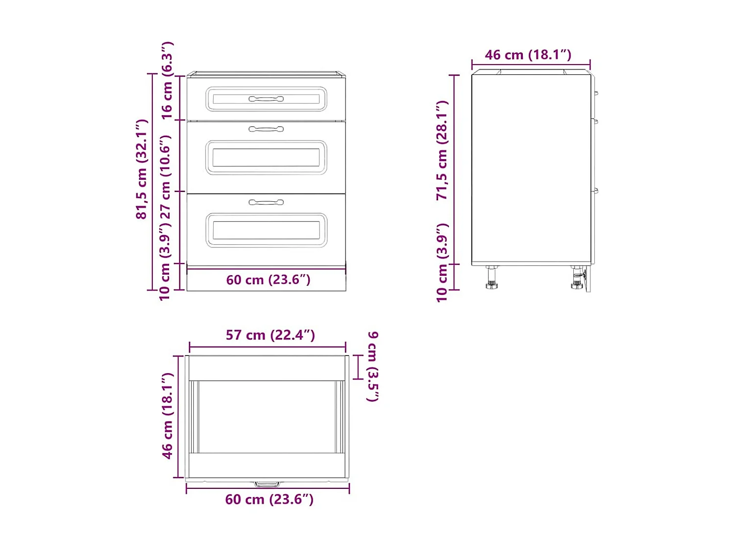 Armoire de cuisine Kalmar vieux bois bois d'ingénierie