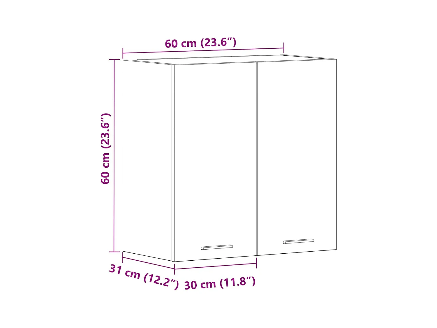Armario de pared de cocina "Lyon" roble artesanal 60x31x60 cm madera de ingeniería