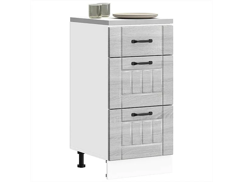 Keuken onderkast Lucca bewerkt hout grijs sonoma eikenkleur