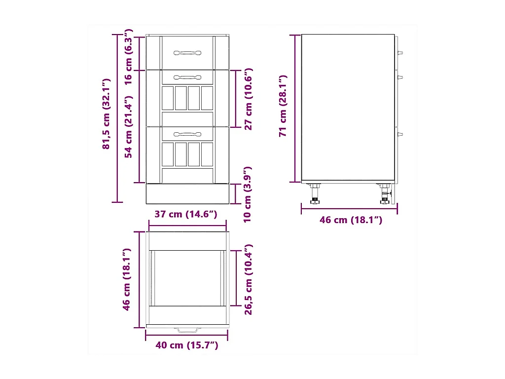 Armoire de cuisine Lucca sonoma gris bois ingénierie