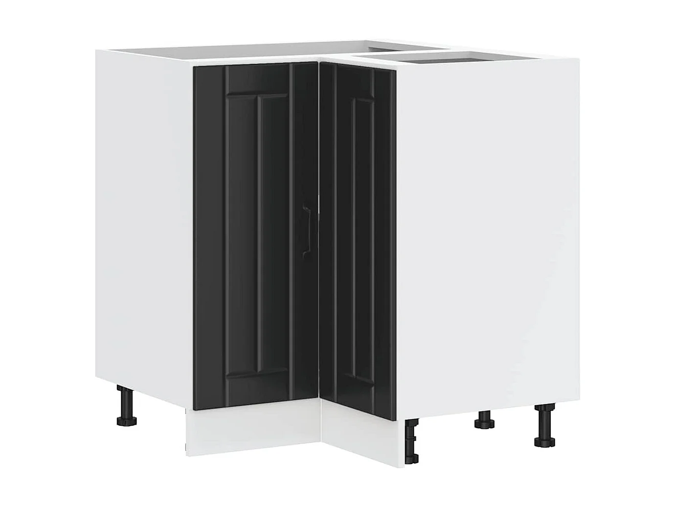 Armoire d'angle de cuisine Lucca noir bois d'ingénierie