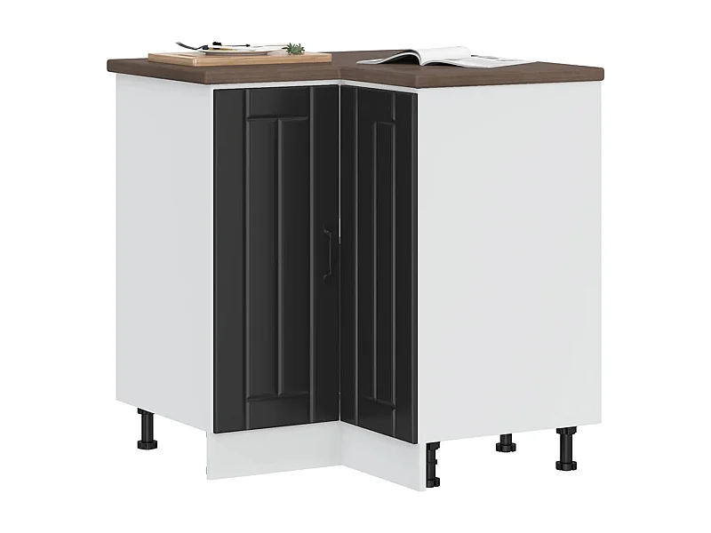 Armoire d'angle de cuisine Lucca noir bois d'ingénierie