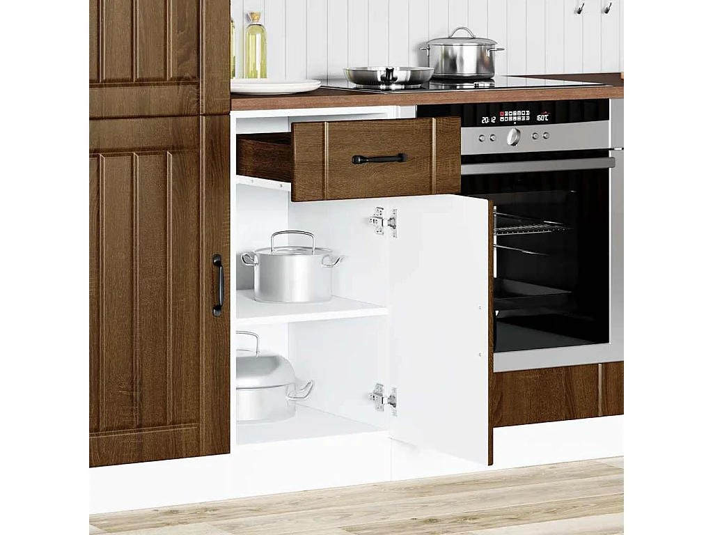 Armário de cozinha baixo Lucca deriv. madeira carvalho castanho