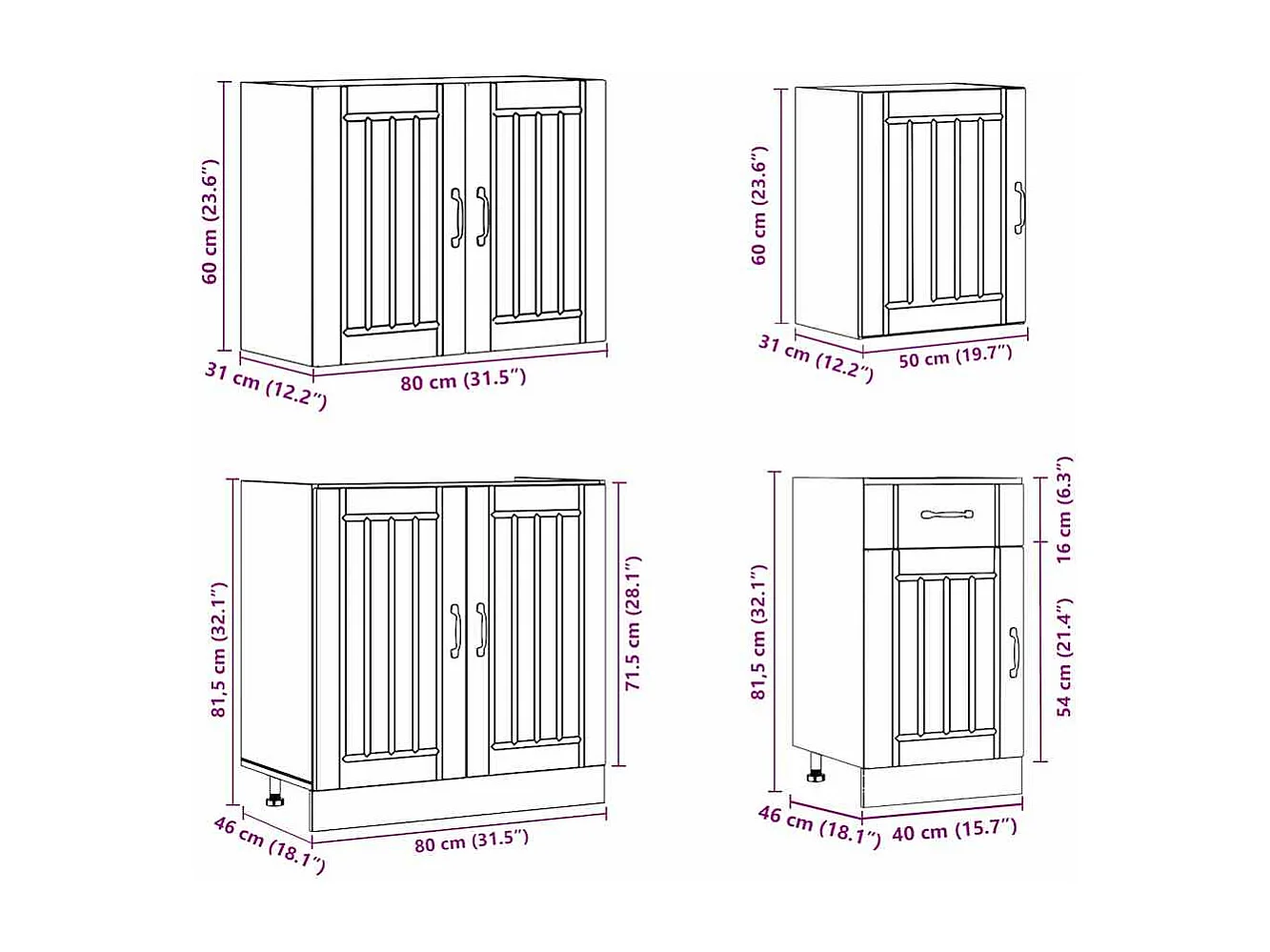 Ensemble d'armoires de cuisine 7 pcs Lucca bois d'ingénierie