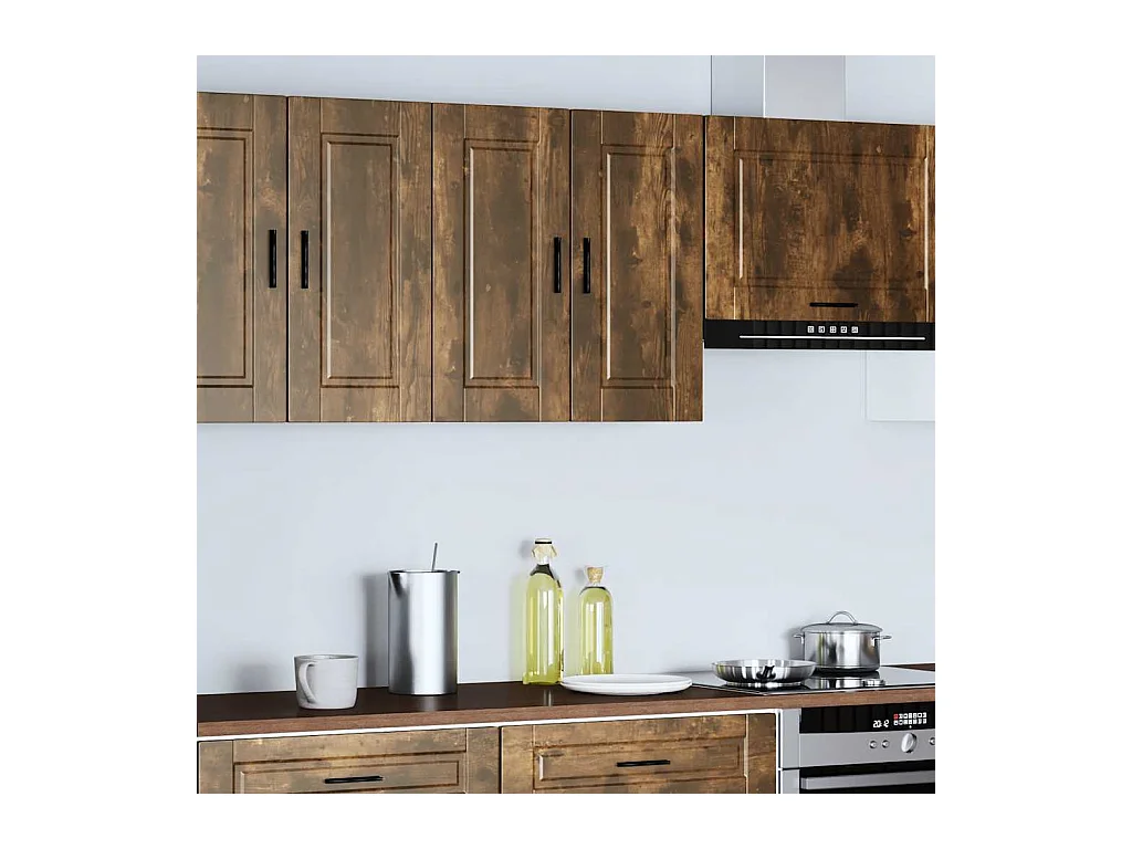 Keukenwandkast Porto bewerkt hout gerookt eikenkleurig
