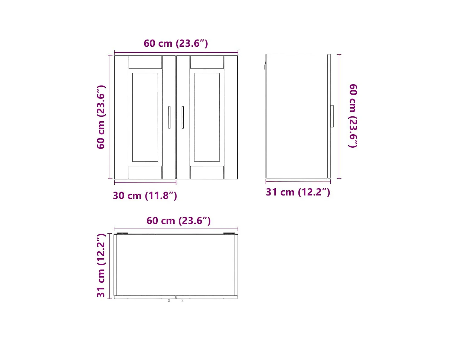 Keukenwandkast Porto bewerkt hout gerookt eikenkleurig