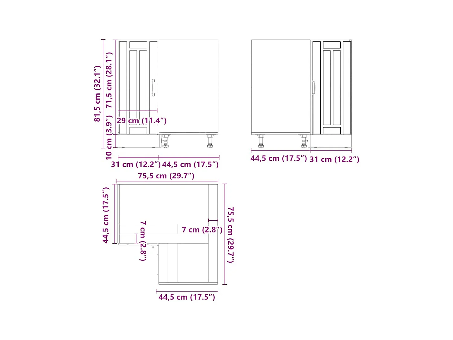 Küchen-Eckunterschrank Lucca Weiß Holzwerkstoff