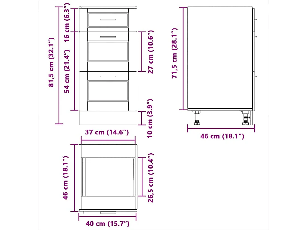Armoire de cuisine Porto chêne marron bois d'ingénierie