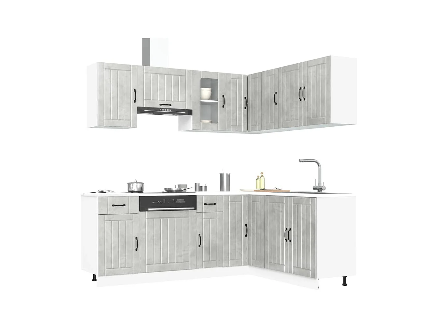 Set Mobili da Cucina 11 pz Lucca Grigio Cemento in Truciolato
