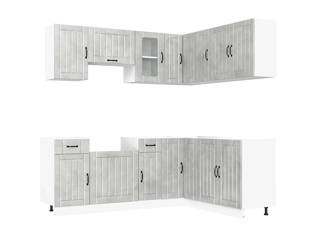 Mueble cocina Lucca gris hormigón 11 pzas madera contrachapada