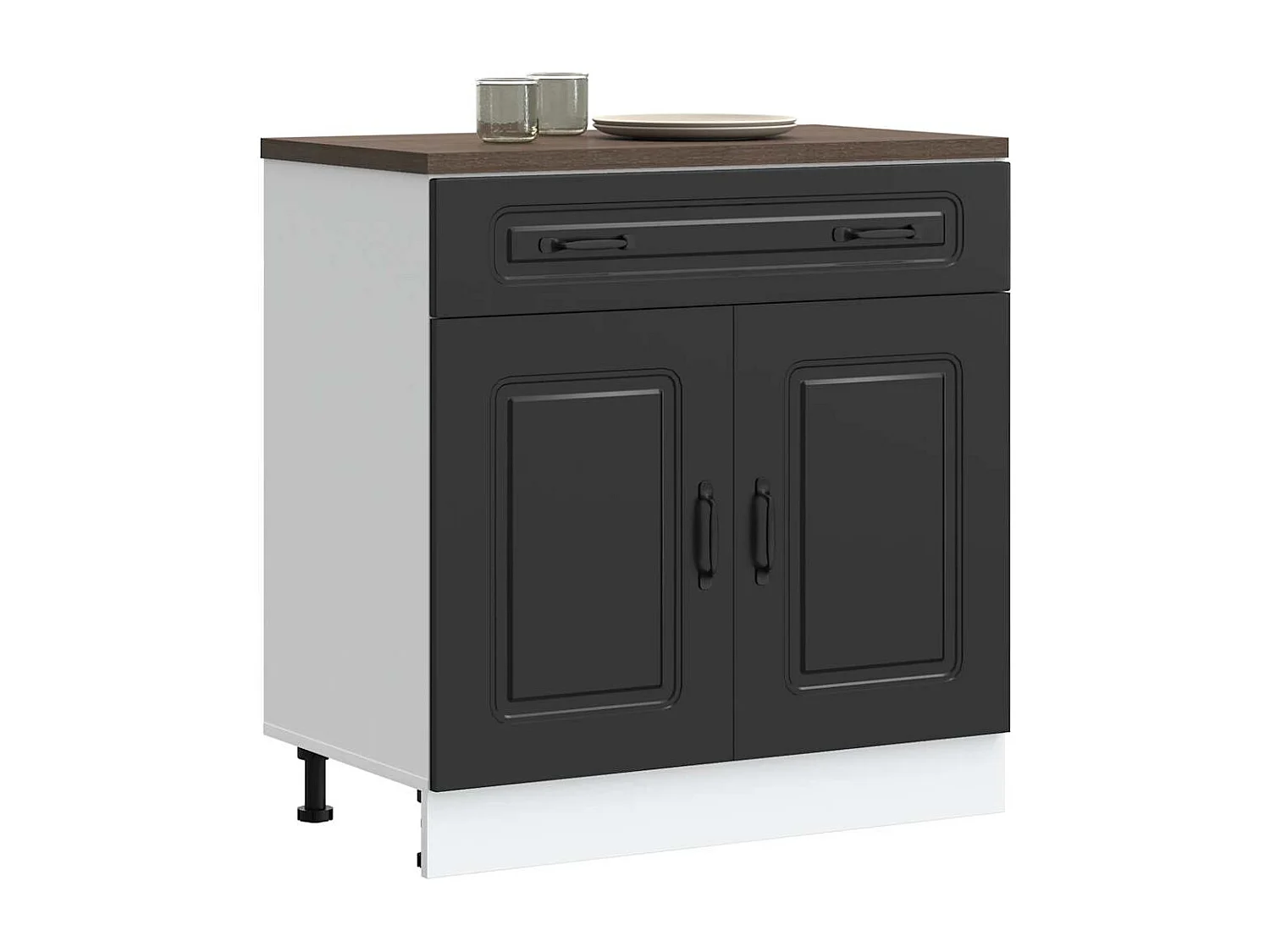 Armoire de cuisine Kalmar noir bois d'ingénierie