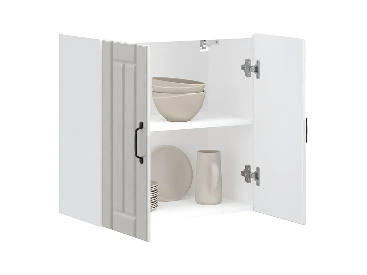 Keukenwandkast Lucca bewerkt hout hoogglans wit