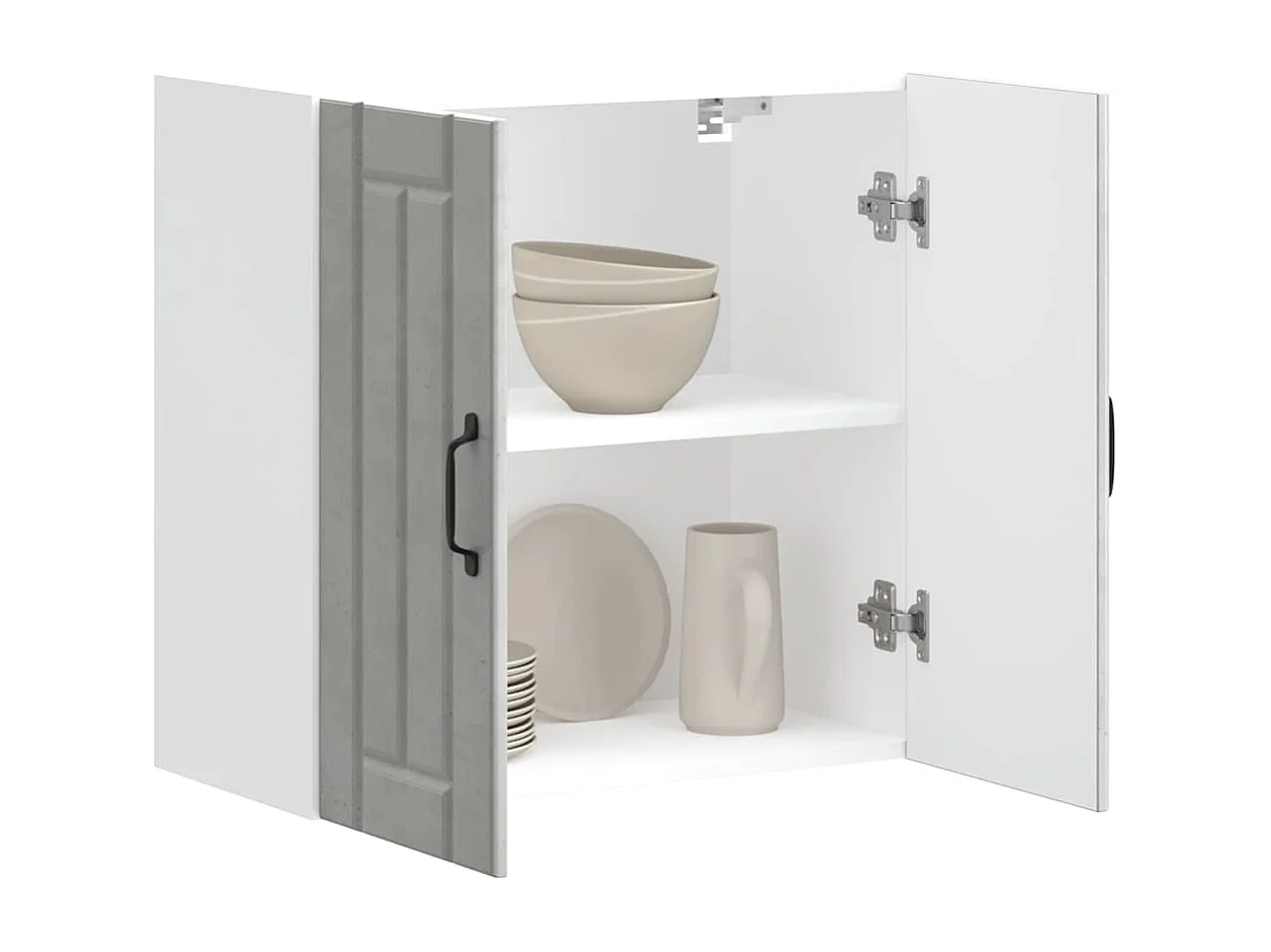 Armoire murale de cuisine Lucca gris béton bois ingénierie