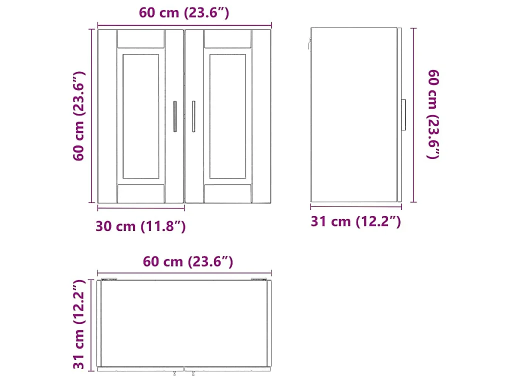 Armoire murale de cuisine Porto noir bois d'ingénierie
