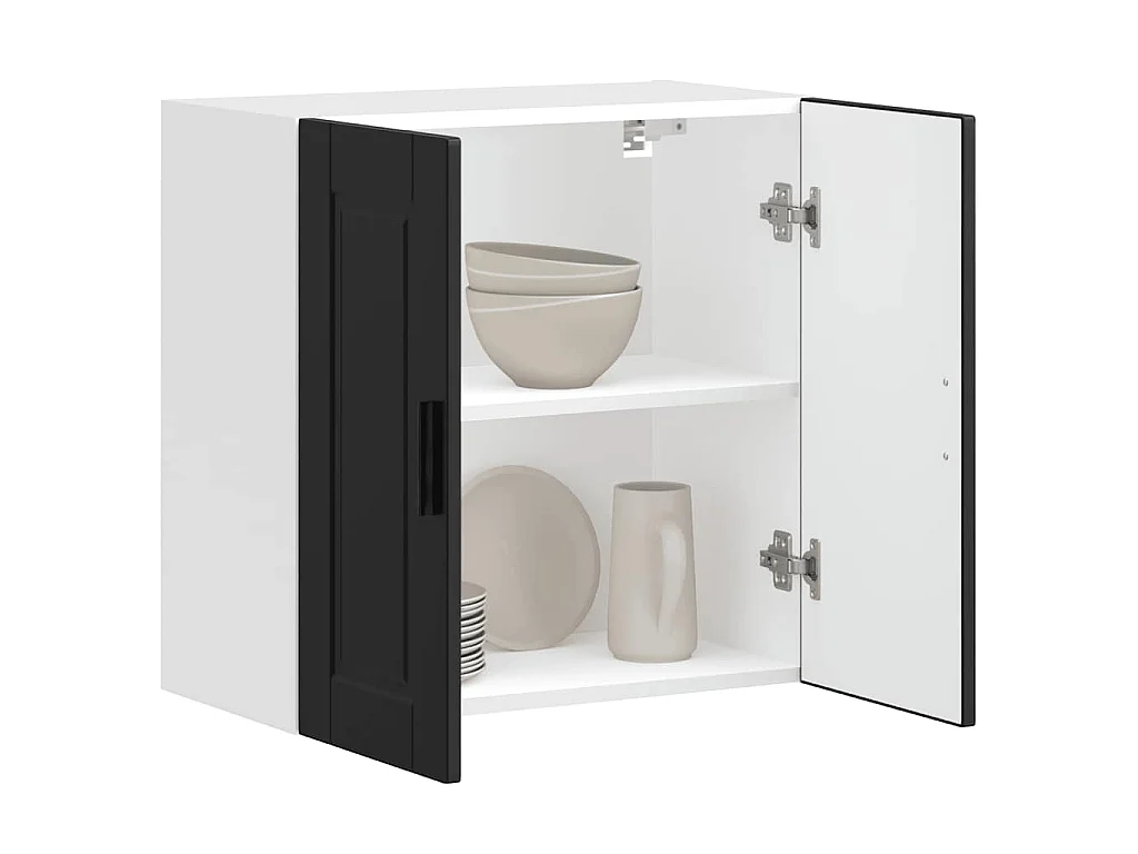 Armoire murale de cuisine Porto noir bois d'ingénierie