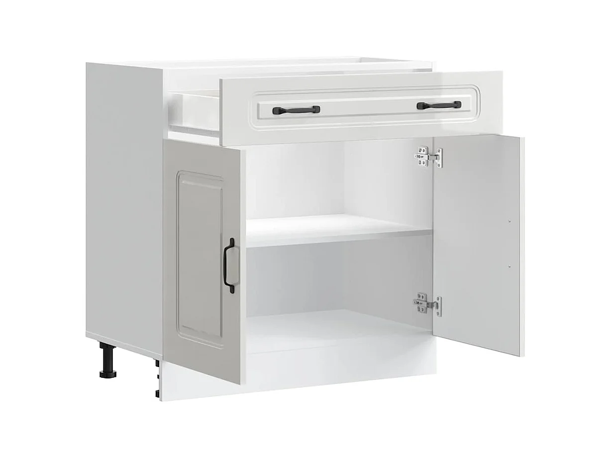 Küchenunterschrank Kalmar Hochglanz-Weiß Holzwerkstoff