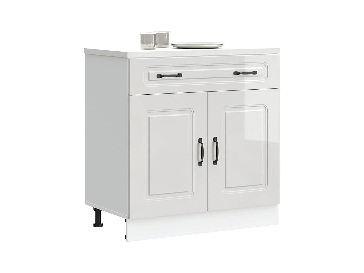 Armoire de cuisine Kalmar blanc brillant bois ingénierie