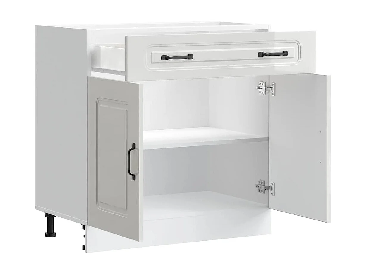 Onderkast Kalmar bewerkt hout hoogglans wit