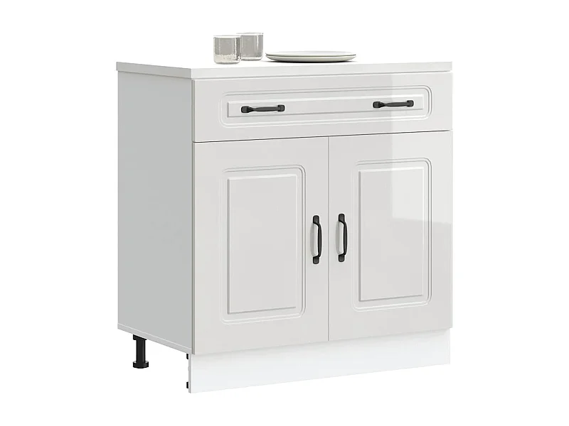 Armoire de cuisine Kalmar blanc brillant bois ingénierie