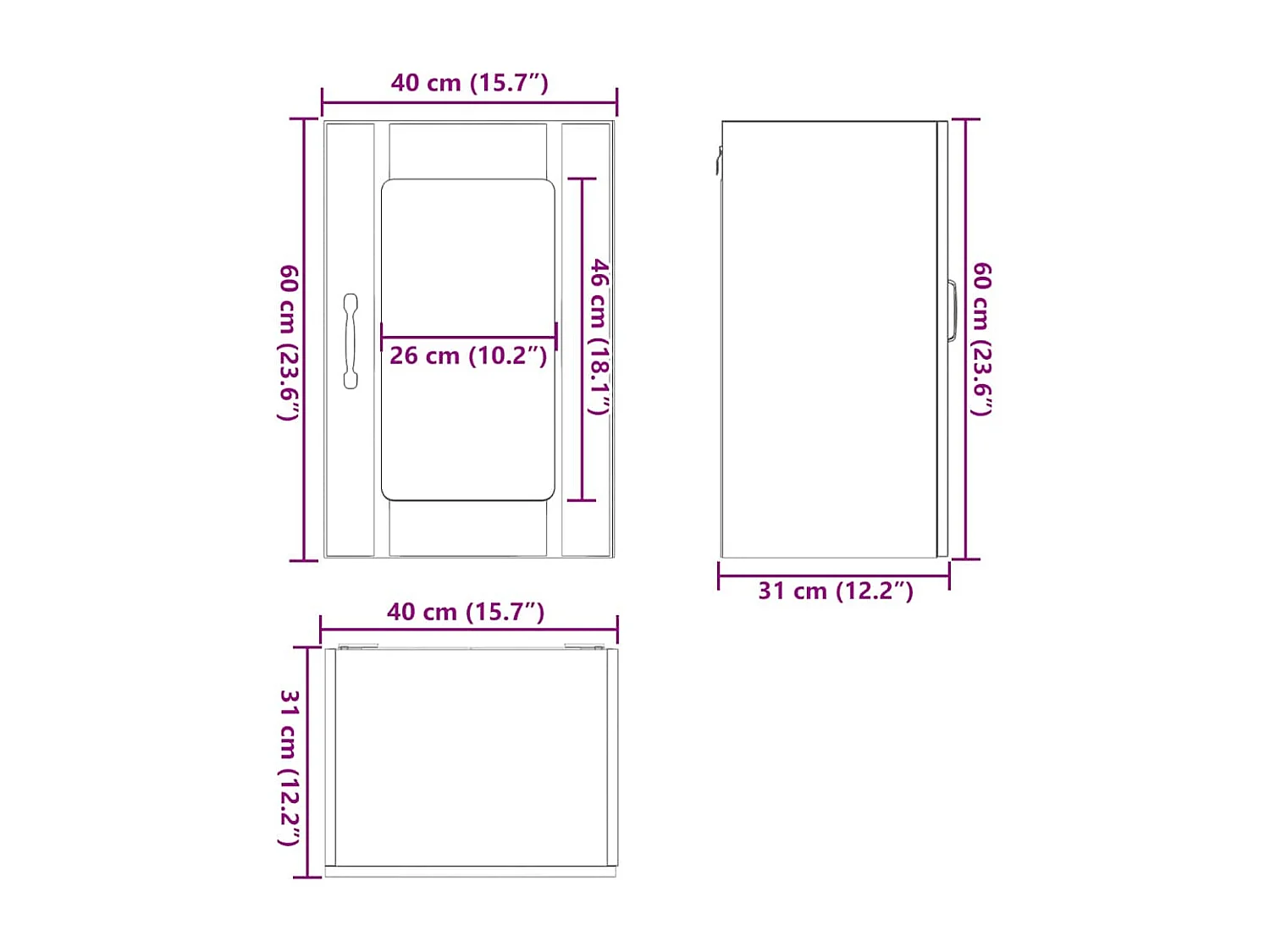Küchen-Hängeschrank mit Glastür Lucca Betongrau