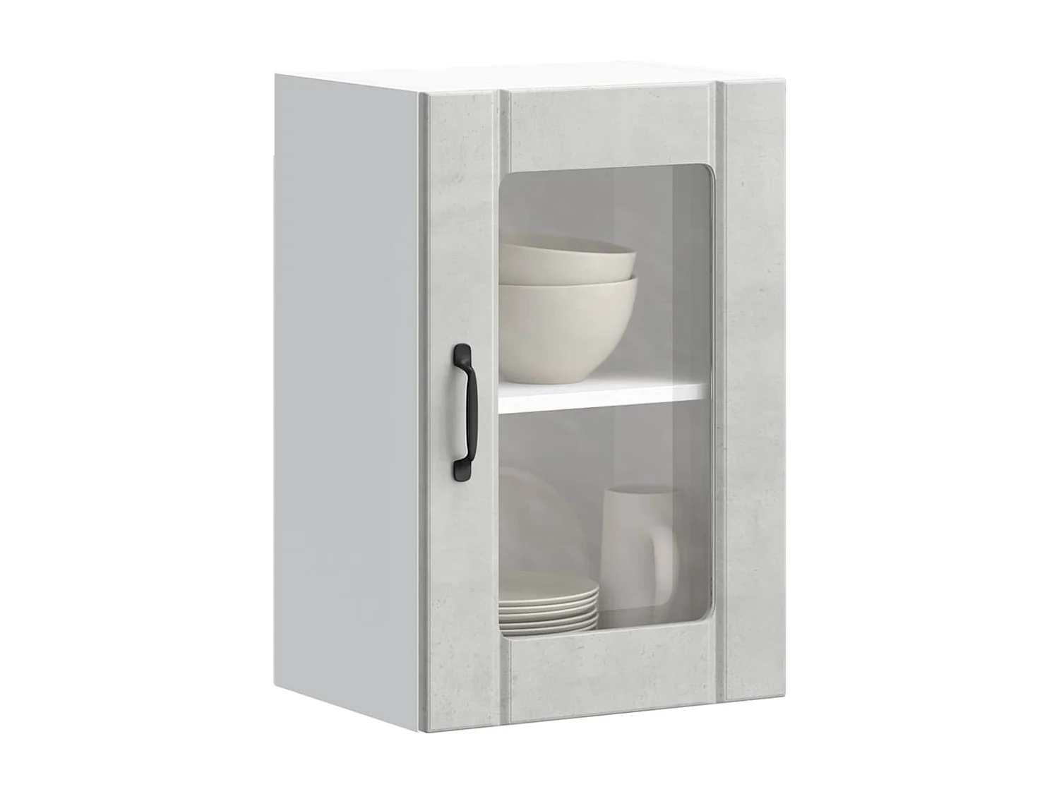 Armoire murale de cuisine avec porte en verre Lucca gris béton