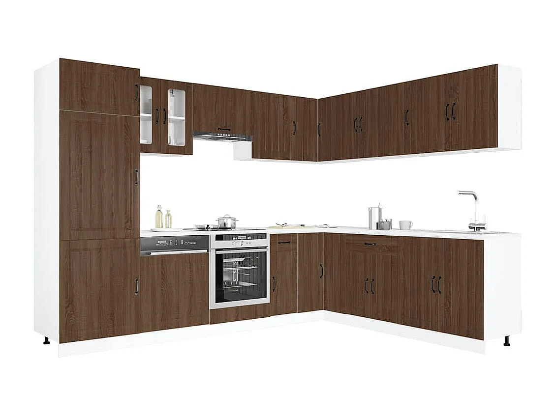 Set Mobili da Cucina 14 pz Lucca Rovere Marrone in Truciolato