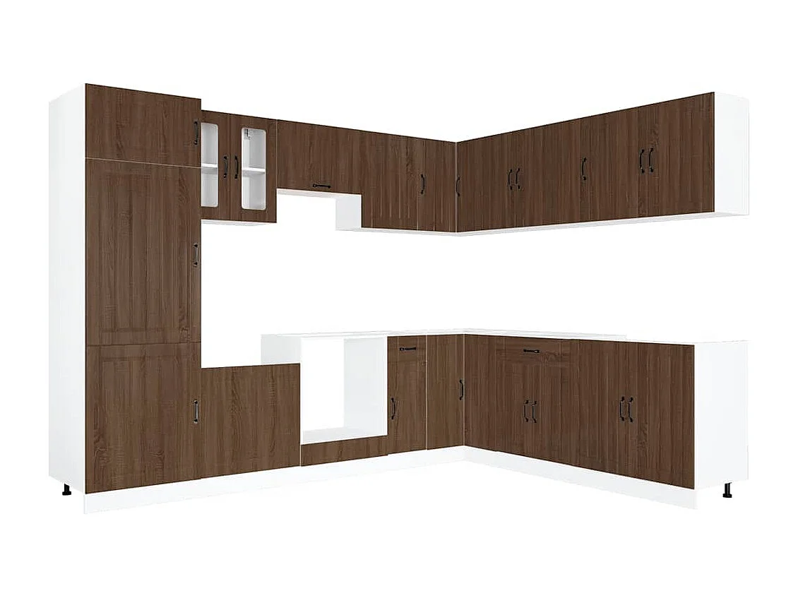 Set Mobili da Cucina 14 pz Lucca Rovere Marrone in Truciolato