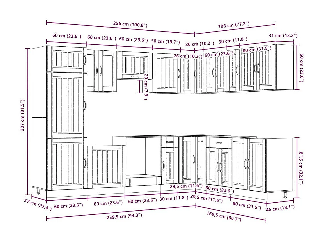 Set Mobili da Cucina 14 pz Lucca Rovere Marrone in Truciolato