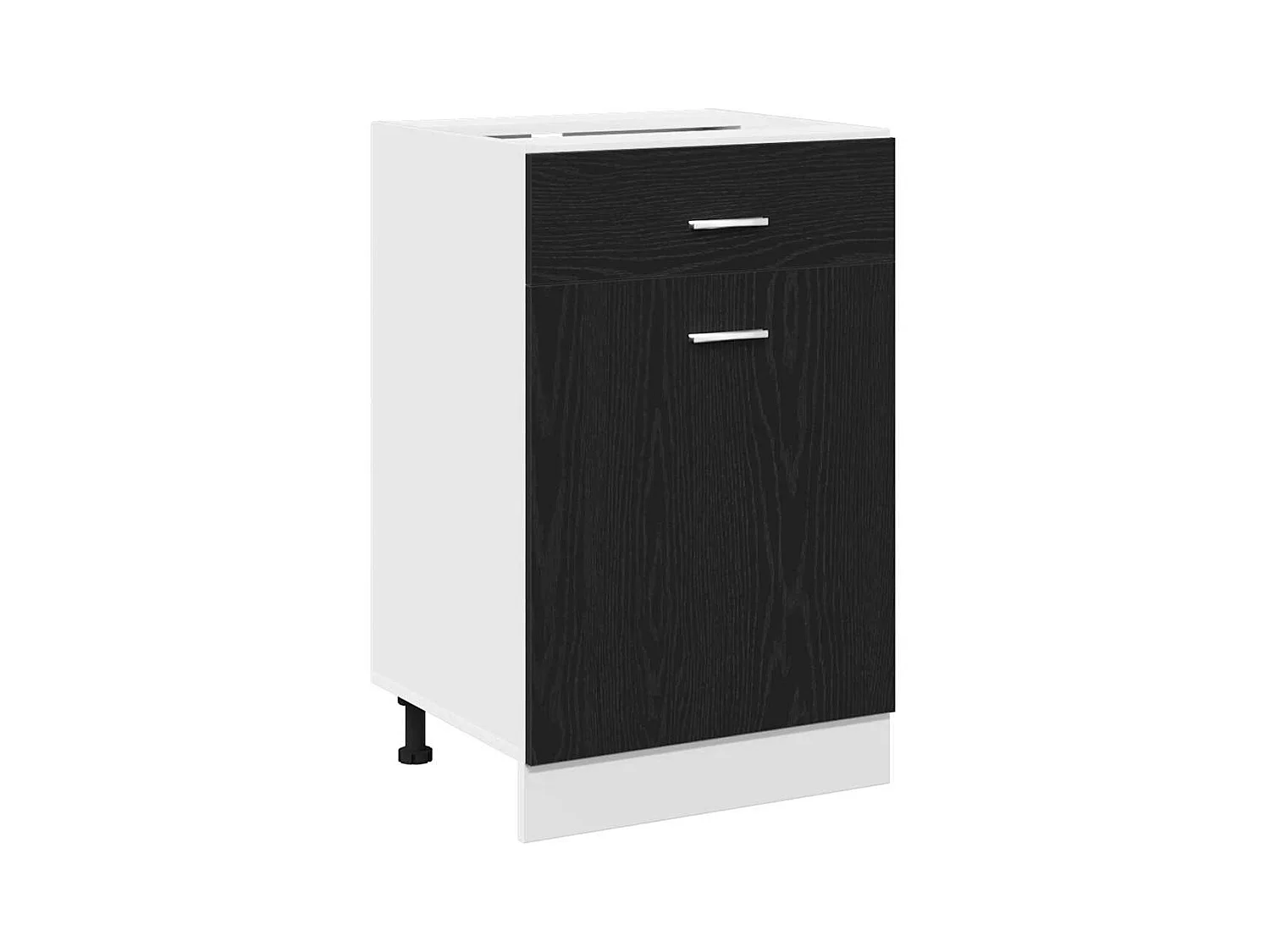 Ladenkast met lade Zwart eiken 50 x 46 x 81.5 cm Bewerkt hout