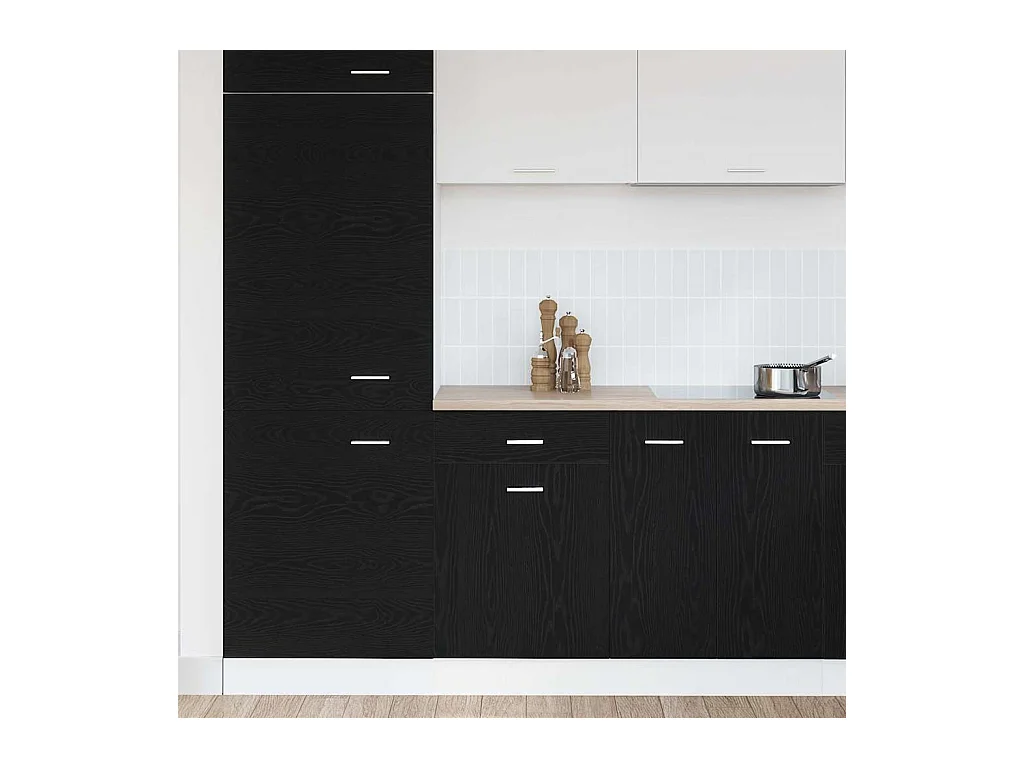 Ladenkast met lade Zwart eiken 50 x 46 x 81.5 cm Bewerkt hout