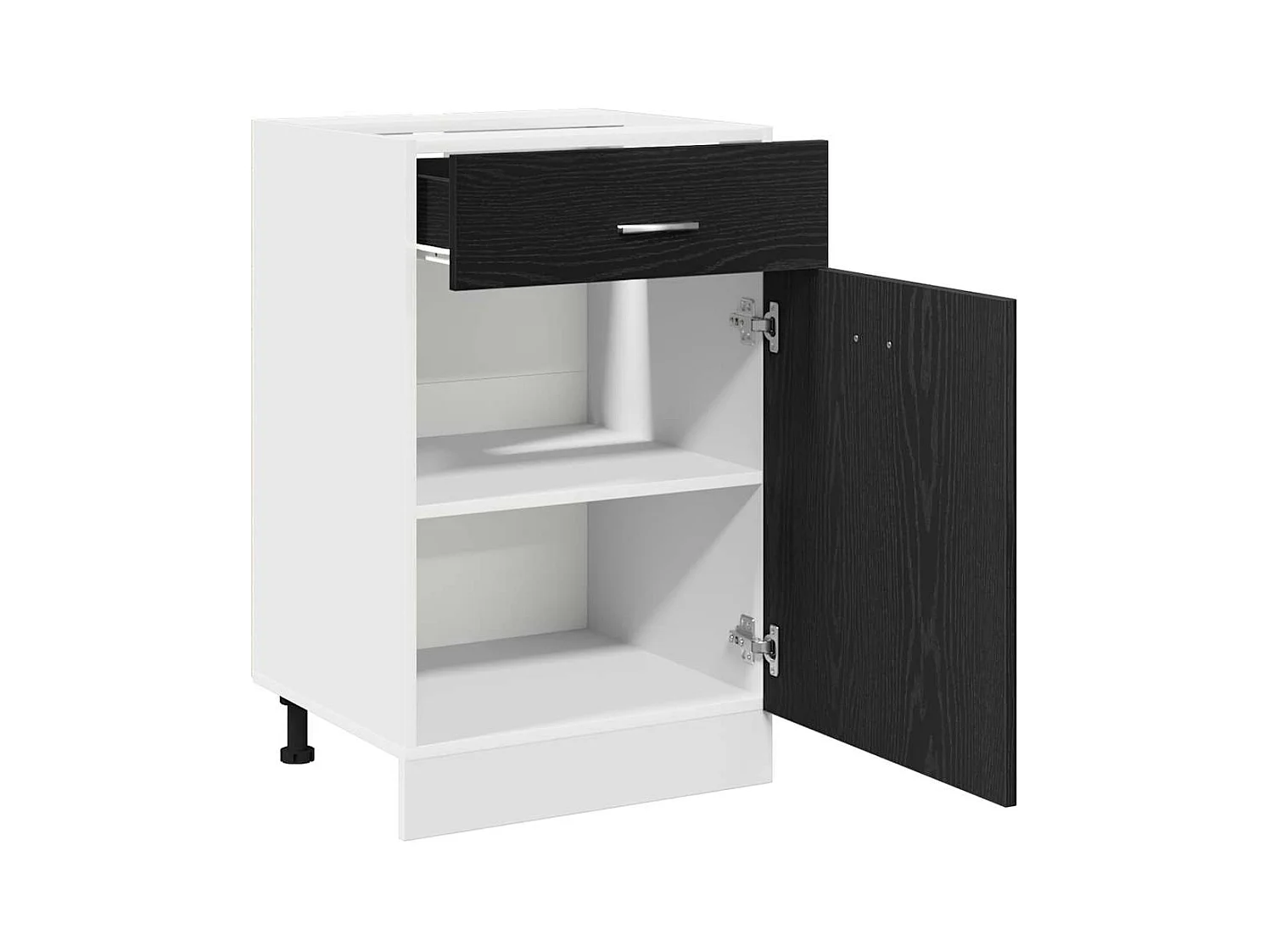 Ladenkast met lade Zwart eiken 50 x 46 x 81.5 cm Bewerkt hout