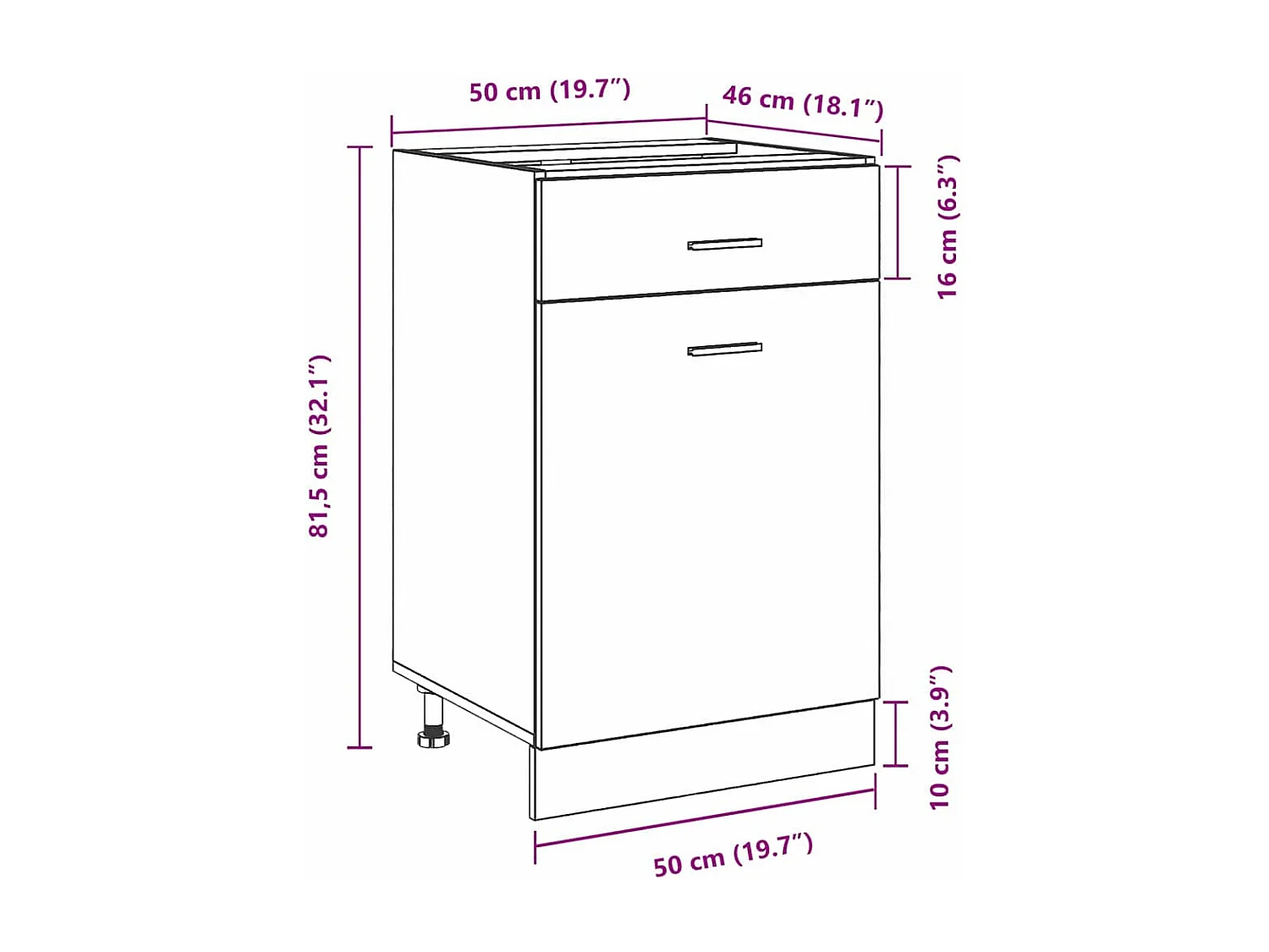 Ladenkast Riga Zwart eiken 50 x 46 x 81,5 cm Bewerkt hout