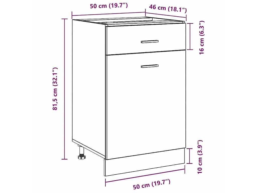 Armadio pensile Rovere Nero 50 x 46 x 81,5 cm Legno multistrato