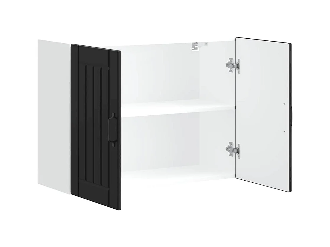 Armoire murale de cuisine Lucca noir bois d'ingénierie