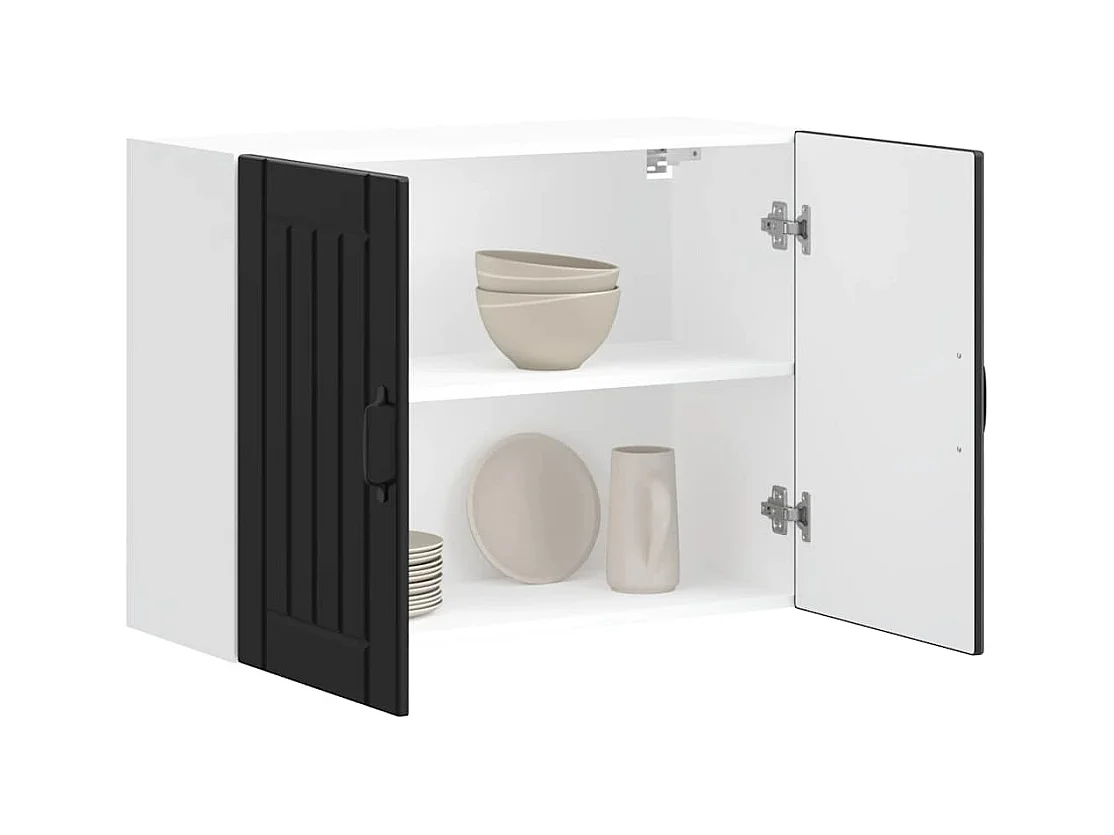 Armoire murale de cuisine Lucca noir bois d'ingénierie