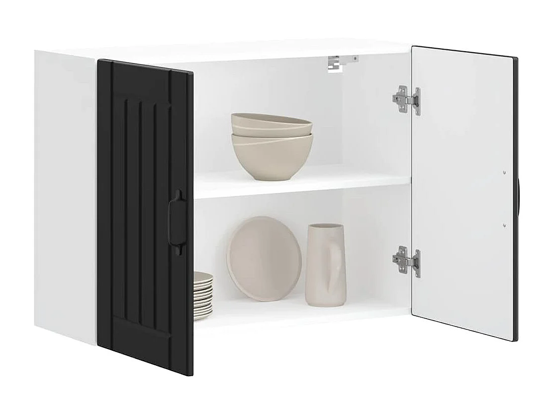 Armario de pared de cocina Lucca madera ingeniería negra