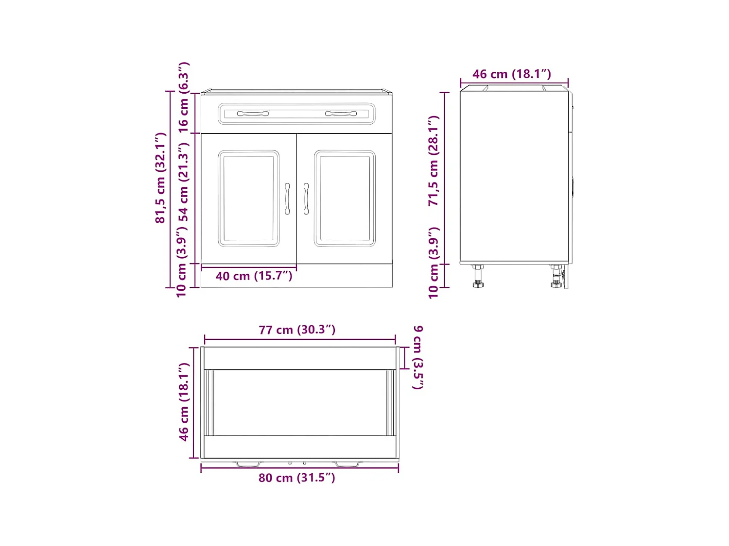 Mueble bajo de cocina Kalmar roble artesanal madera ingeniería