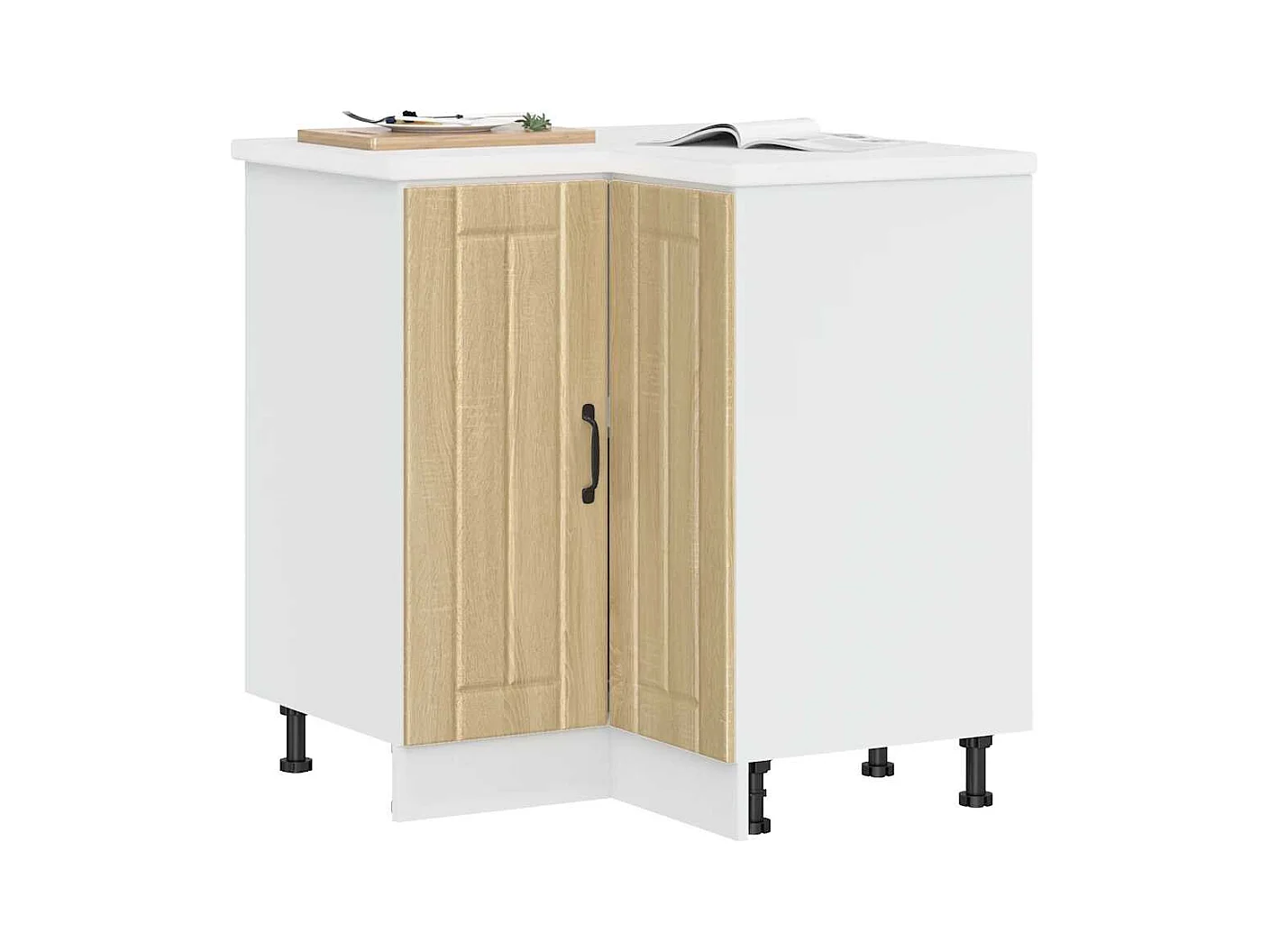 Keuken hoekonderkast Lucca bewerkt hout sonoma eikenkleurig