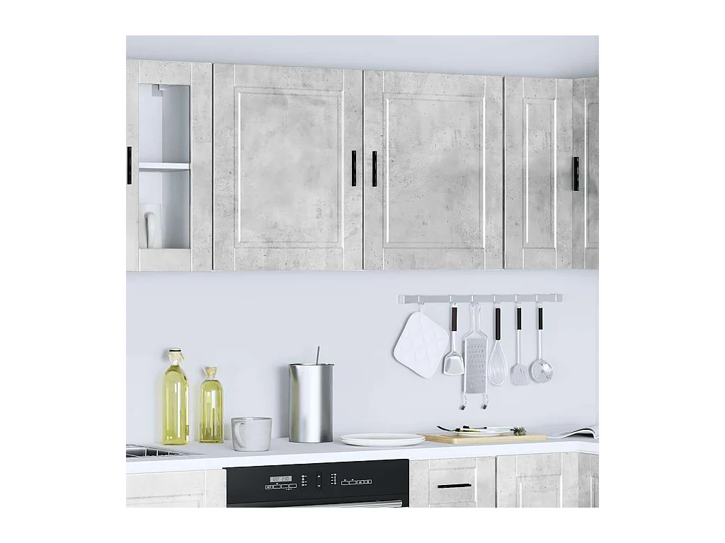 Armoires murales de cuisine 2 pcs Porto gris béton